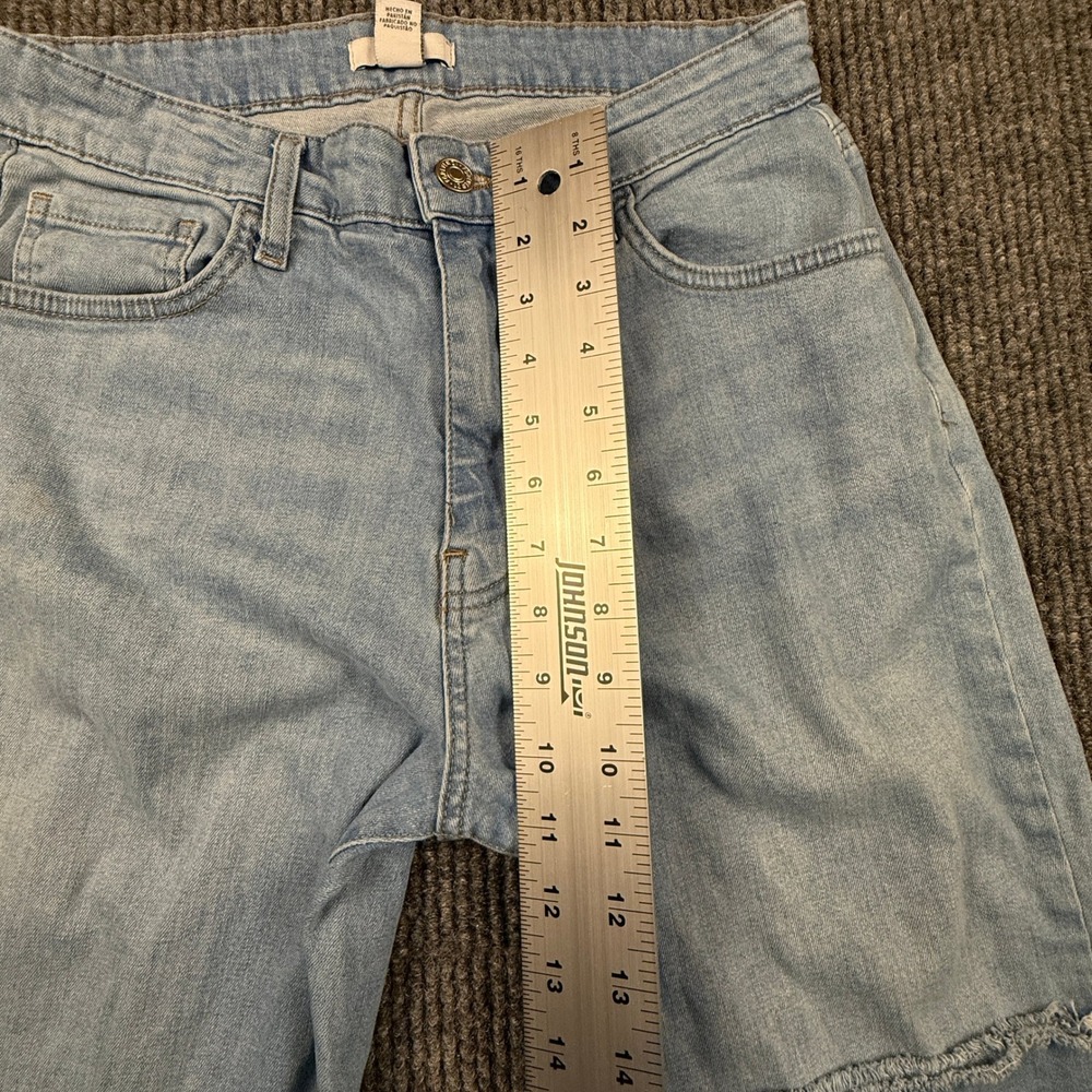 Forever 21 Women Light Wash Raw Hem Straight Leg Jeans Size 29 High Rise Denim - Picture 6 of 11